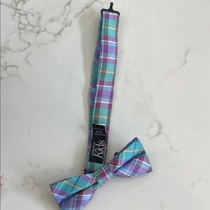 Nordstrom Purple & Teal Plaid Silk Bow Tie - Youth